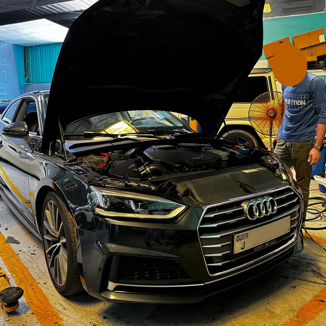 Audi vehicle maintenance at a German car repair center in Dubai